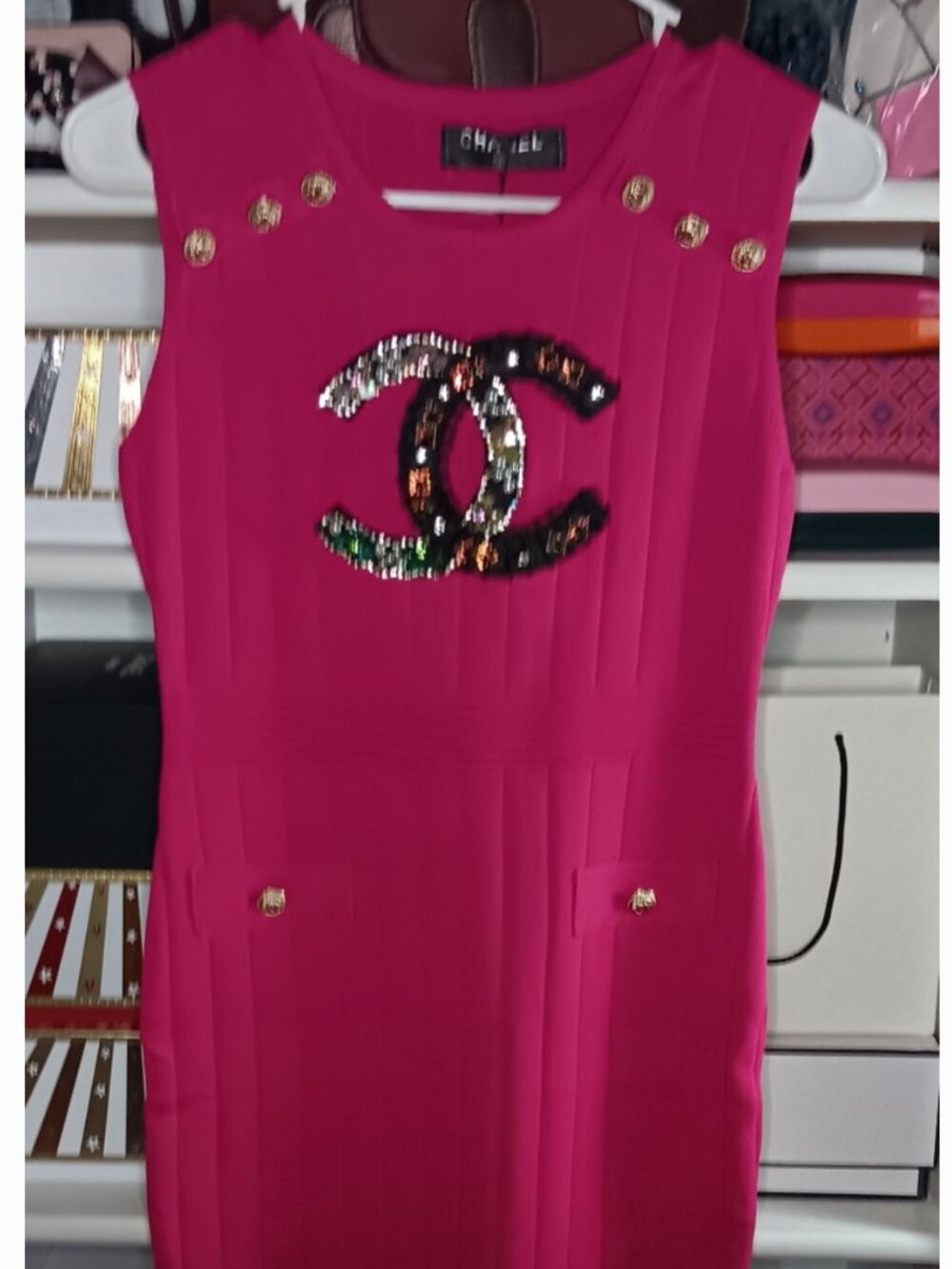 BEAUTIFUL NEW HOT PINK RIBBED DRESS